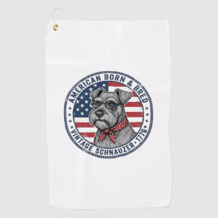 Patriotic Schnauzer Dog Vintage Golf Towel