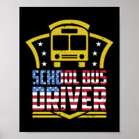 Patriotic School Bus Driver American Flag