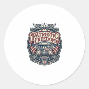 Patriotic School Bus Driver Classic Round Sticker