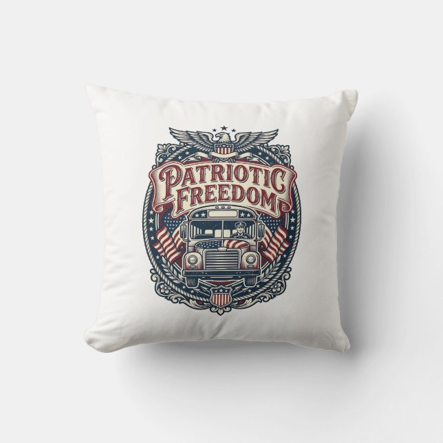 Patriotic School Bus Driver Cushion (Front)