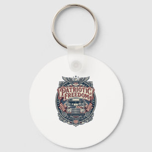Patriotic School Bus Driver Key Ring