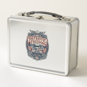 Patriotic School Bus Driver Metal Lunch Box