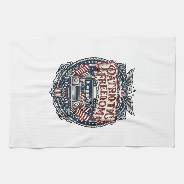 Patriotic School Bus Driver Tea Towel (Horizontal)