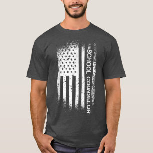 Patriotic School Counsellor With American Flag T-S T-Shirt