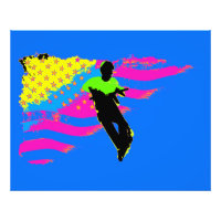 Patriotic Scooter Rider and US Flag Artwork