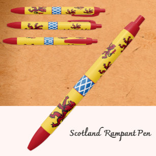 Patriotic Scotland Pen, Rampant Lion Scottish Flag Black Ink Pen