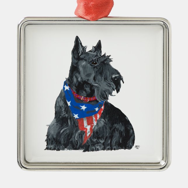 Patriotic Scottie Ornament (Front)