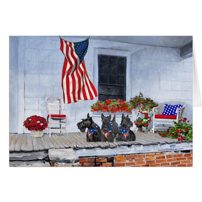 Patriotic Scotties Await the Big Parade  (Front Horizontal)