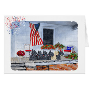 Patriotic Scotties Await the Big Parade 