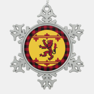 Patriotic Scottish Flag, Rampant, plaid, Scotland Snowflake Pewter Christmas Ornament