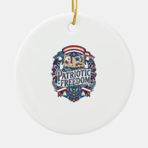Patriotic Scrapbooker Vector Graphic Tee_1 Ceramic Ornament