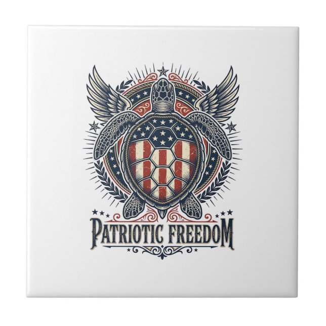  Patriotic Sea Turtle Ceramic Tile (Front)
