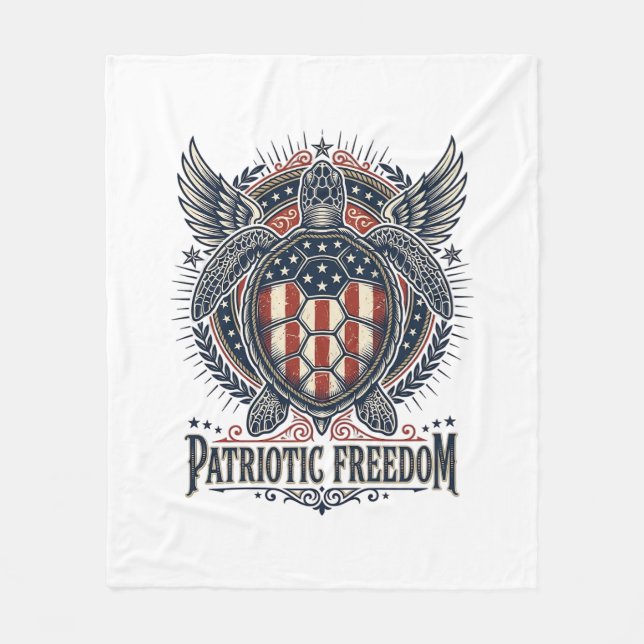  Patriotic Sea Turtle Fleece Blanket (Front)