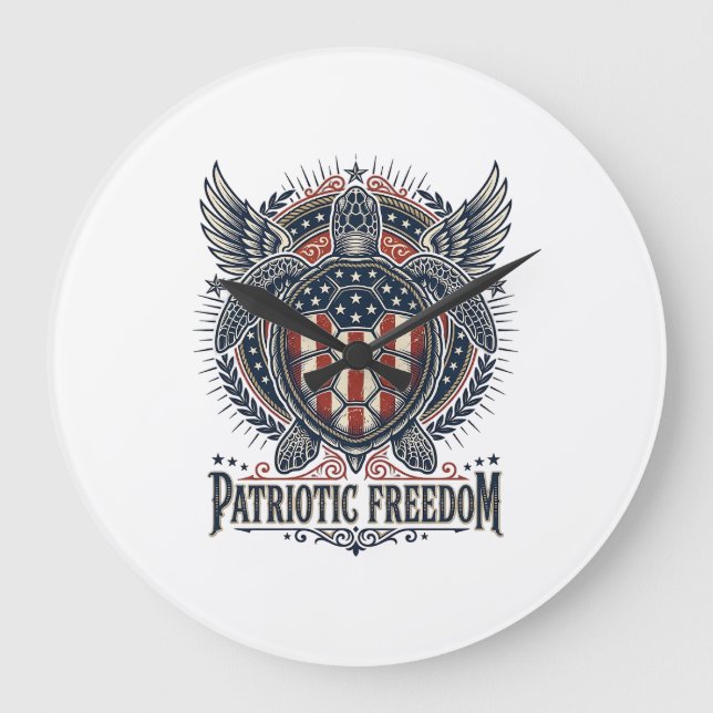  Patriotic Sea Turtle Large Clock (Front)