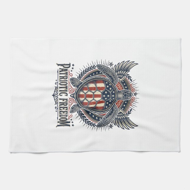  Patriotic Sea Turtle Tea Towel (Horizontal)