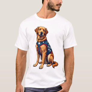 Patriotic Service Dog Golden Retriever Shirt