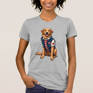 Patriotic Service Dog Golden Retriever Shirt 4