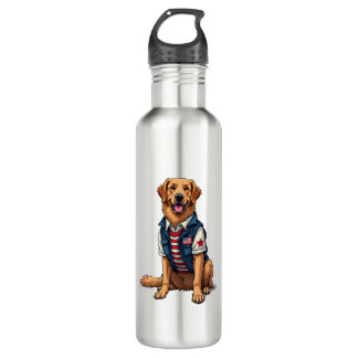 Patriotic Service Dog Golden Retriever Shirt 4 710 Ml Water Bottle