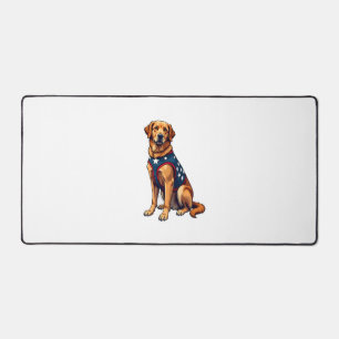 Patriotic Service Dog Golden Retriever Shirt Desk Mat