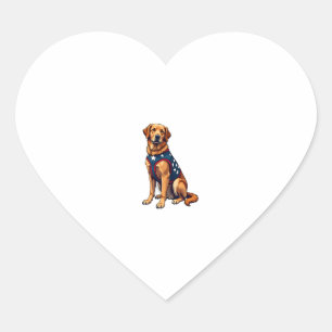Patriotic Service Dog Golden Retriever Shirt Heart Sticker