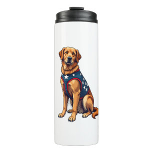 Patriotic Service Dog Golden Retriever Shirt Thermal Tumbler