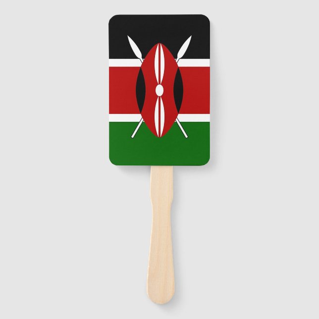 Patriotic set of hand fans with flag of Kenya (Front)