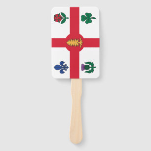 Patriotic set of hand fans with flag of Montreal