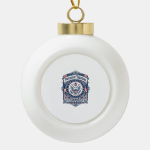 Patriotic Sewing Circle Vector Graphic Tee Ceramic Ball Christmas Ornament