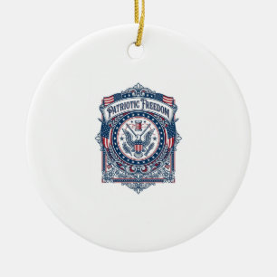 Patriotic Sewing Circle Vector Graphic Tee Ceramic Ornament