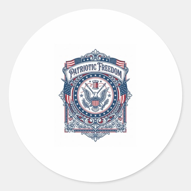 Patriotic Sewing Circle Vector Graphic Tee Classic Round Sticker (Front)