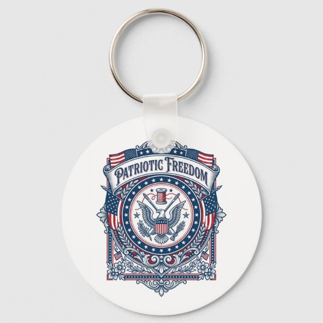 Patriotic Sewing Circle Vector Graphic Tee Key Ring (Front)