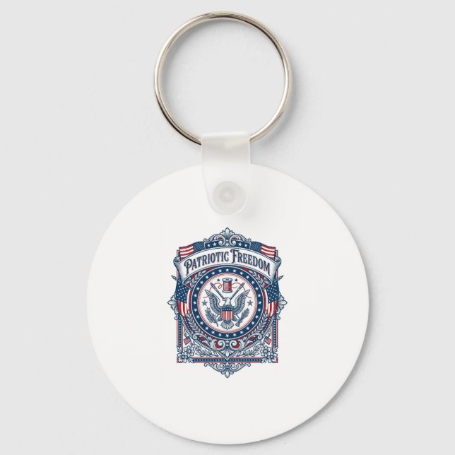 Patriotic Sewing Circle Vector Graphic Tee Key Ring (Front)
