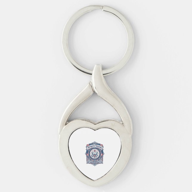 Patriotic Sewing Circle Vector Graphic Tee Key Ring (Front)