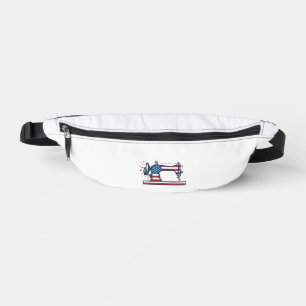 Patriotic Sewing Machine Vintage Engraving Vector_ Bum Bags