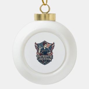 Patriotic Sewing Mum Vector Graphic Tee_1 Ceramic Ball Christmas Ornament