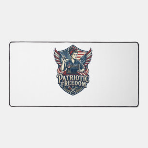 Patriotic Sewing Mum Vector Graphic Tee_1 Desk Mat
