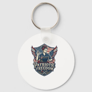 Patriotic Sewing Mum Vector Graphic Tee_1 Key Ring
