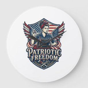 Patriotic Sewing Mum Vector Graphic Tee_1 Large Clock