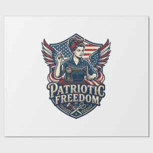 Patriotic Sewing Mum Vector Graphic Tee_1 Wrapping Paper