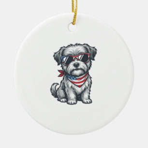 Patriotic Shaggy Dog Vintage Engraving Tank Top_1 Ceramic Ornament