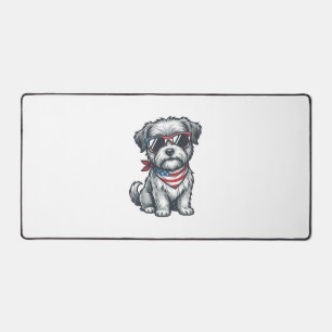 Patriotic Shaggy Dog Vintage Engraving Tank Top_1 Desk Mat