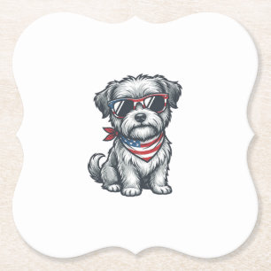 Patriotic Shaggy Dog Vintage Engraving Tank Top_1 Paper Coaster