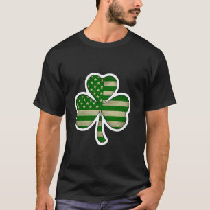 Patriotic Shamrock Celtic Knot with American Flag  T-Shirt