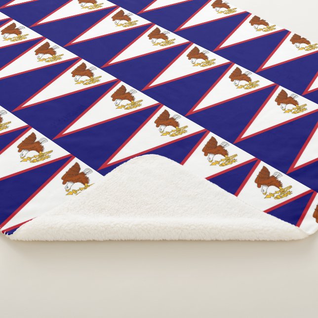 Patriotic Sherpa Blanket with American Samoa flag (3/4)