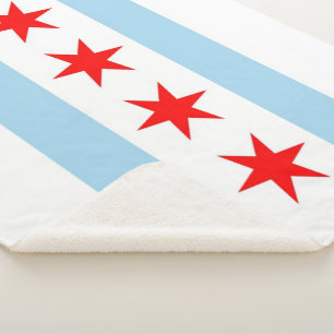 Patriotic Sherpa Blanket with flag of Chicago