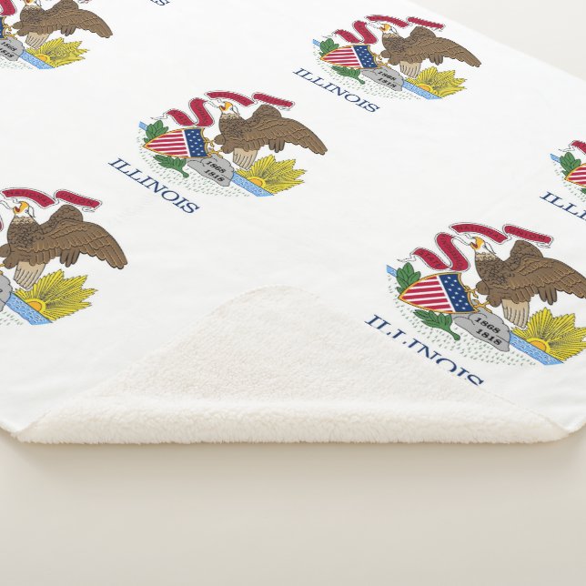 Patriotic Sherpa Blanket with flag of Illinois (3/4)