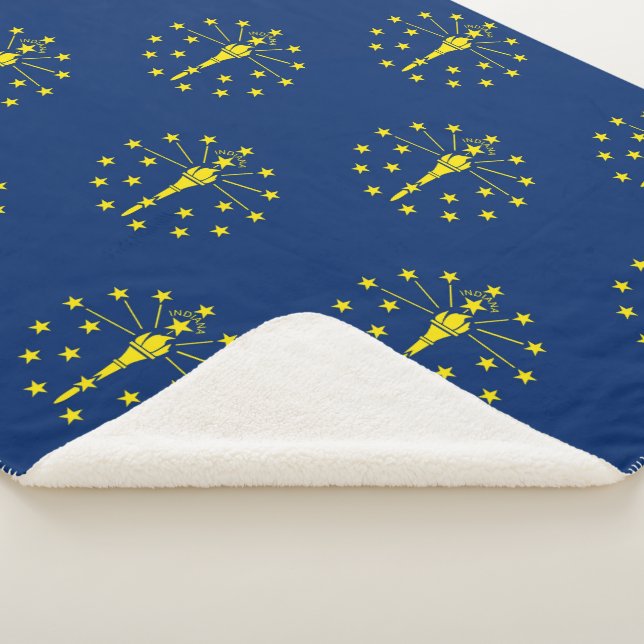 Patriotic Sherpa Blanket with flag of Indiana (3/4)