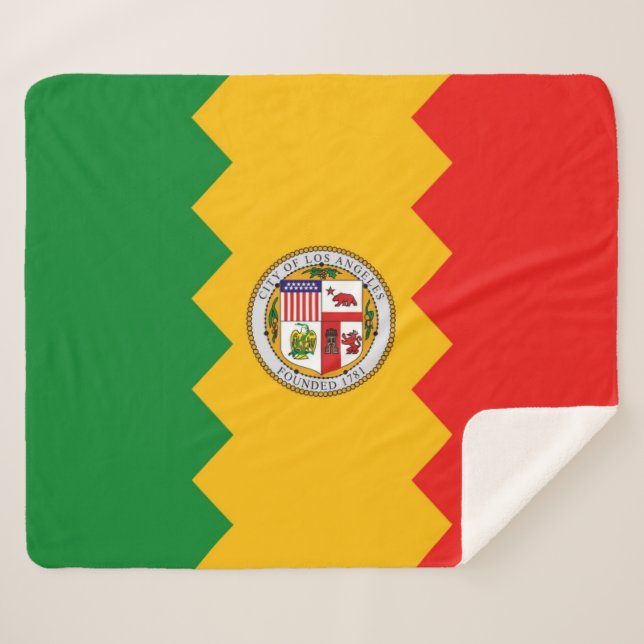 Patriotic Sherpa Blanket with flag of Los Angeles (Front (Horizontal))