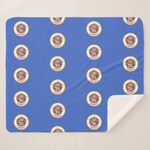 Patriotic Sherpa Blanket with Minnesota flag