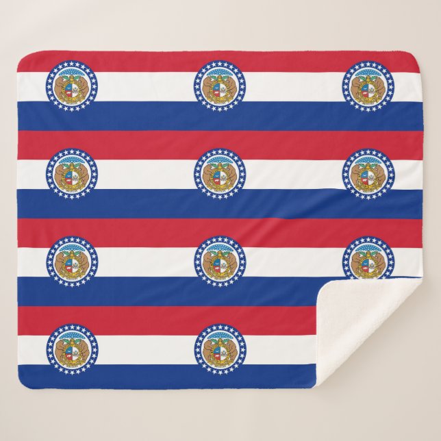 Patriotic Sherpa Blanket with Missouri flag (Front (Horizontal))
